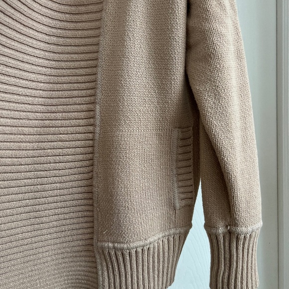 J CREW Shawl-Collar Open-Front Cotton Blend Long Cardigan M/L Khaki - Picture 2 of 8